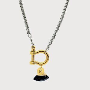 *NEW 18K Gold plated Stainless Steel Horseshoe With Initial Necklace